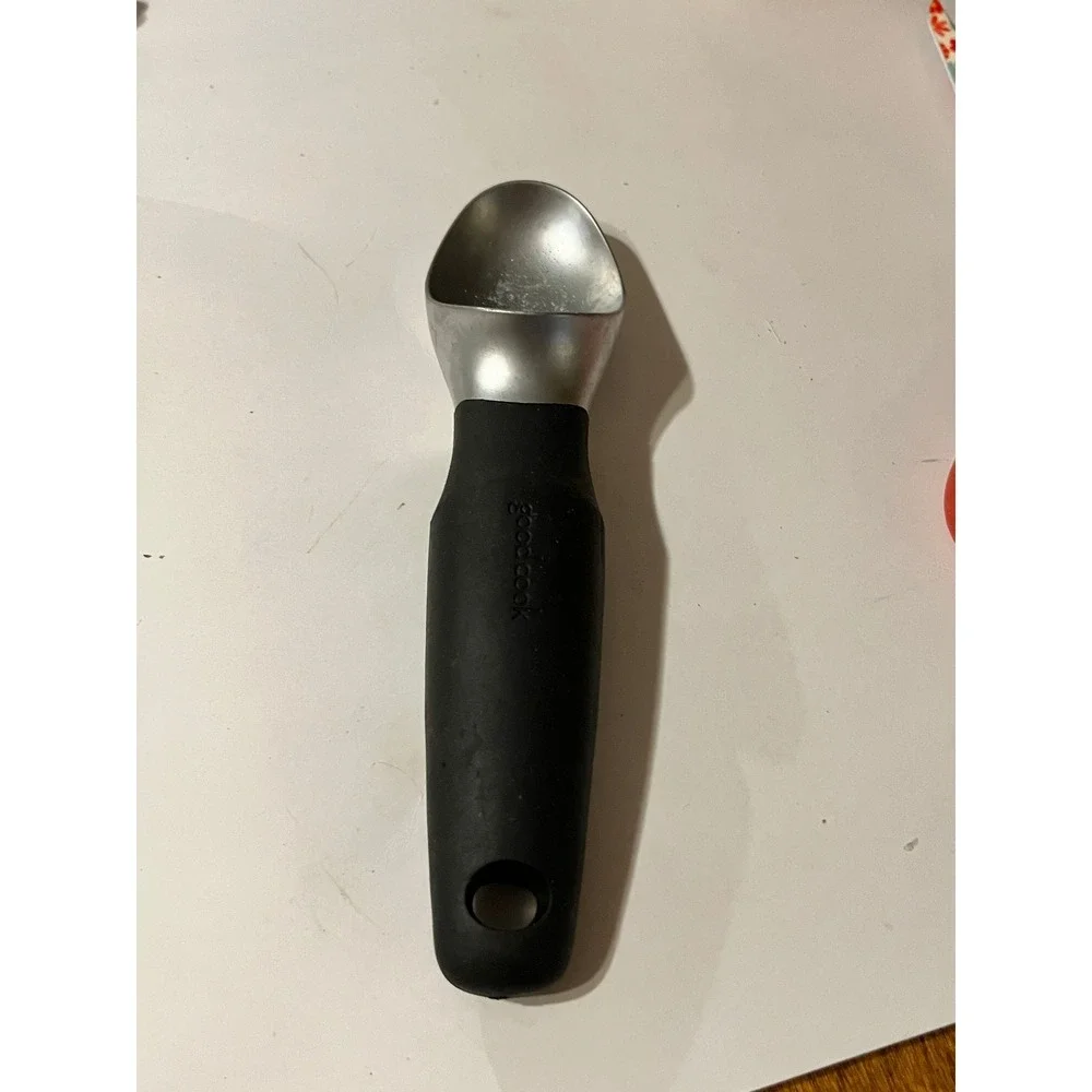 GoodCook Ice Cream Scoop Black Ergonomic Soft Grip Handle Silver Metal Head